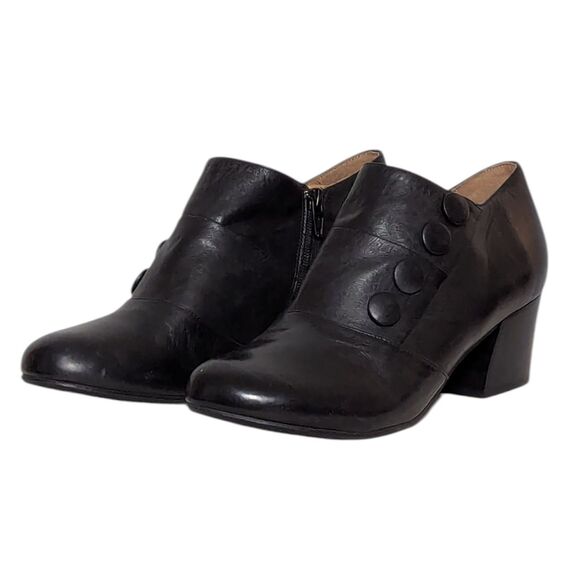 NWOB Miz Mooz Size 8.5 9 EU 39 Black Leather Shooties Ankle Boots Victorian Chic - Picture 1 of 13